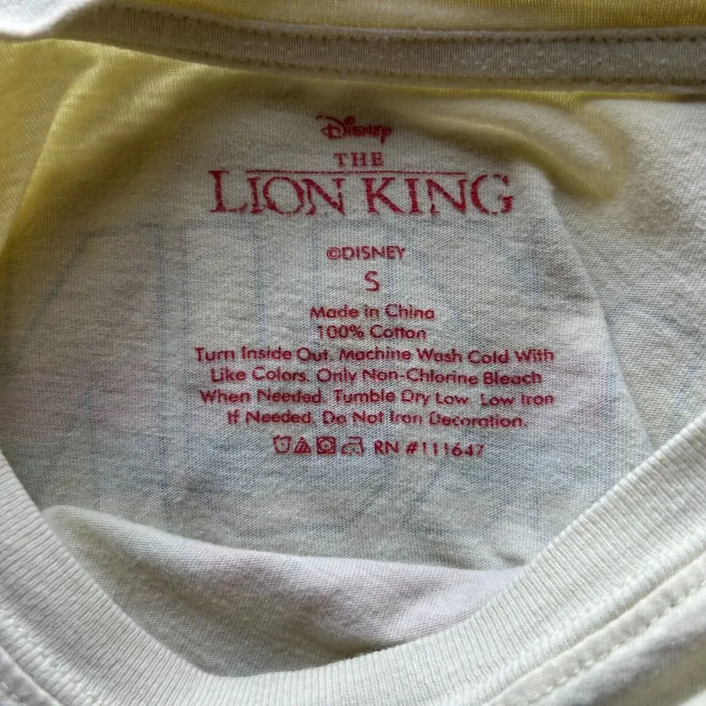 Hakuna Matata Girl's T-Shirt Yellow Cotton 2-Sided Rolled Hem Disney Size Small - Picture 5 of 8